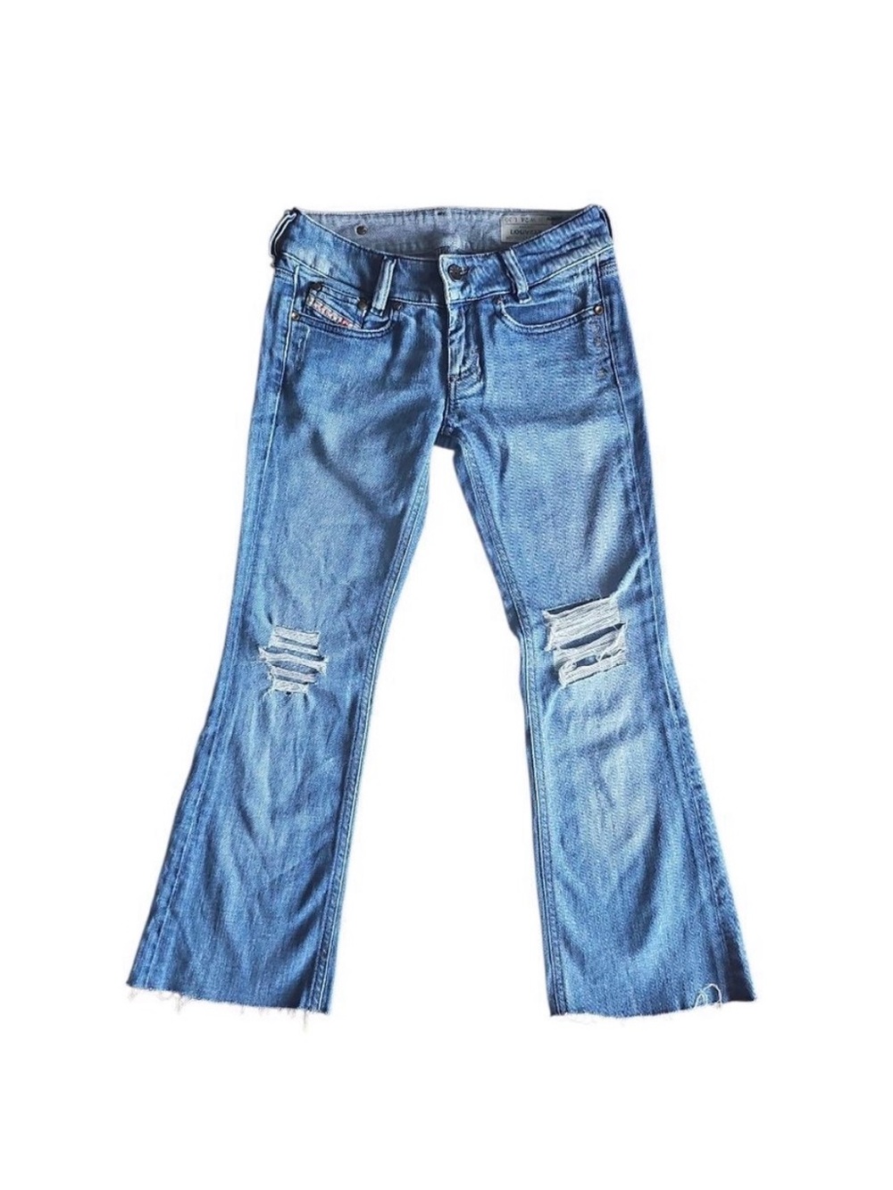 Diesel Blue Distressed Flare Jeans